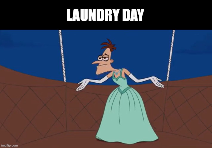 Dress Doof | LAUNDRY DAY | image tagged in dress doof | made w/ Imgflip meme maker