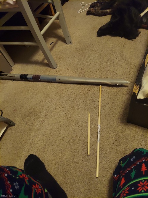 We got a stop sign pole and some wood sticks for jabbing | made w/ Imgflip meme maker