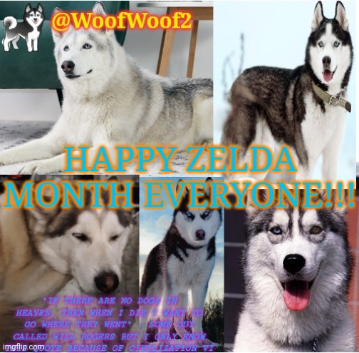 WoofWoof2 Announcement Template | HAPPY ZELDA MONTH EVERYONE!!! | image tagged in woofwoof2 announcement template | made w/ Imgflip meme maker
