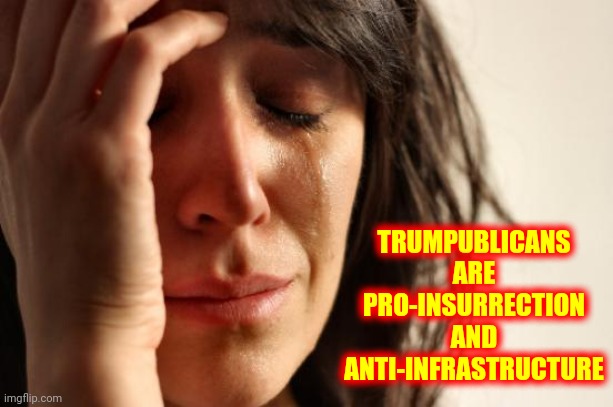 What Are You Thinking | TRUMPUBLICANS ARE PRO-INSURRECTION AND ANTI-INFRASTRUCTURE | image tagged in memes,first world problems,scumbag republicans,trump lies,you're doing it wrong,you're not just wrong your stupid | made w/ Imgflip meme maker