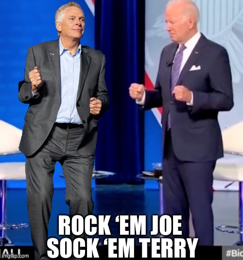 Rock em Sock em | ROCK ‘EM JOE; SOCK ‘EM TERRY | image tagged in funny | made w/ Imgflip meme maker