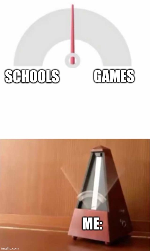 Metronome | GAMES; SCHOOLS; ME: | image tagged in metronome | made w/ Imgflip meme maker