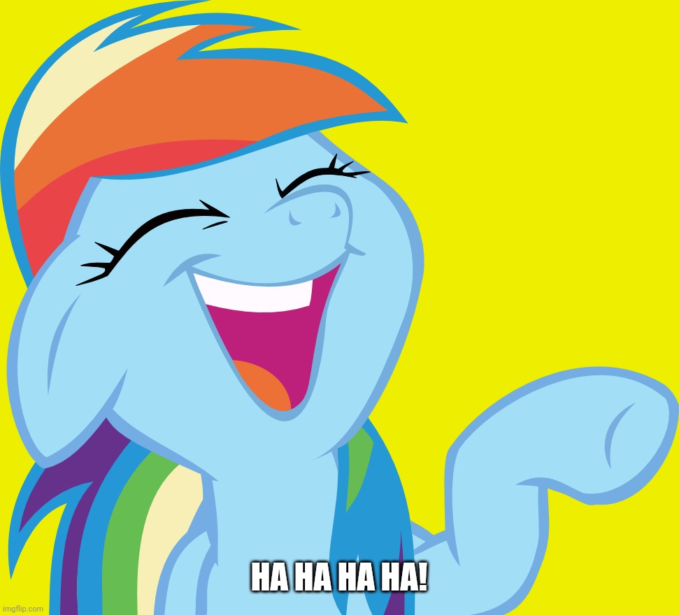 Laughable Rainbow Dash (MLP) | HA HA HA HA! | image tagged in laughable rainbow dash mlp | made w/ Imgflip meme maker