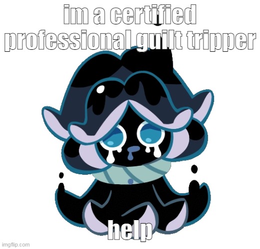 squiby cookie :3 | im a certified professional guilt tripper; help | image tagged in squiby cookie 3 | made w/ Imgflip meme maker