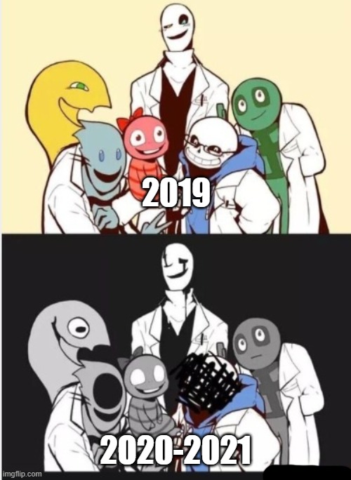 True | 2019; 2O20-2021 | image tagged in undertale gaster | made w/ Imgflip meme maker