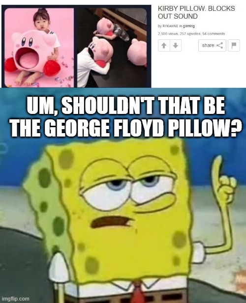 Gasp... | UM, SHOULDN'T THAT BE THE GEORGE FLOYD PILLOW? | image tagged in memes,i'll have you know spongebob | made w/ Imgflip meme maker