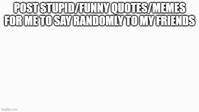 do it | POST STUPID/FUNNY QUOTES/MEMES FOR ME TO SAY RANDOMLY TO MY FRIENDS | image tagged in white box | made w/ Imgflip meme maker