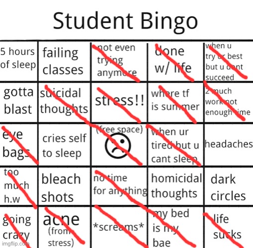 School things | image tagged in relatable,school,bingo,dying,inside | made w/ Imgflip meme maker
