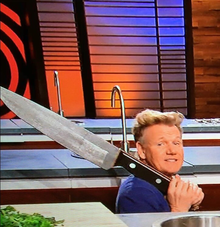 Gordon Ramsay with knife Blank Meme Template
