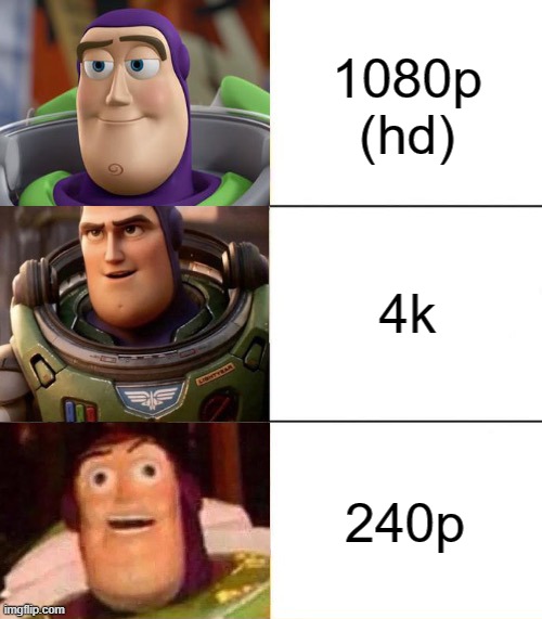 youtube video quallity | 1080p (hd); 4k; 240p | image tagged in better best blurst lightyear edition | made w/ Imgflip meme maker