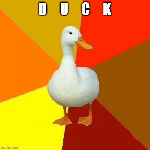 Tech Impaired Duck Meme | D     U     C     K | image tagged in memes,tech impaired duck | made w/ Imgflip meme maker