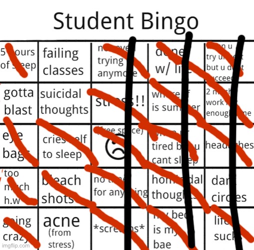 e | image tagged in student bingo | made w/ Imgflip meme maker