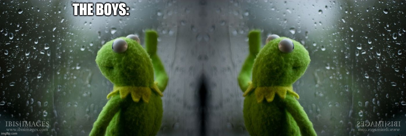 THE BOYS: | image tagged in kermit window | made w/ Imgflip meme maker