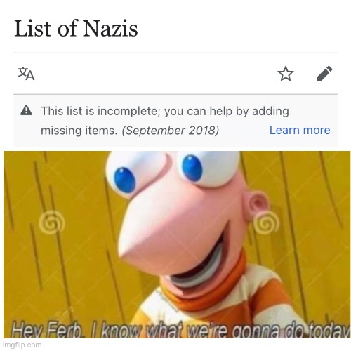 Oh no | image tagged in nazi,phineas and ferb | made w/ Imgflip meme maker