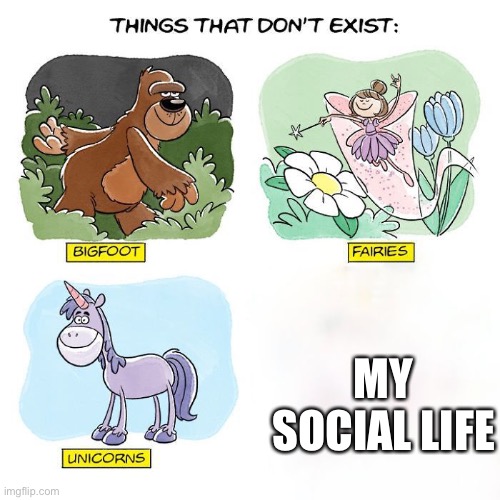 *crys* | MY SOCIAL LIFE | image tagged in things that don't exist,memes,meme,not actually kiding,socially awkward,social | made w/ Imgflip meme maker