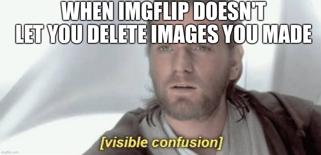 I acedntally submited this 2 weeks after I made it-still a problem though | WHEN IMGFLIP DOESN'T LET YOU DELETE IMAGES YOU MADE | image tagged in visible confusion,memes,meme,imgflip,glitch,annoying | made w/ Imgflip meme maker