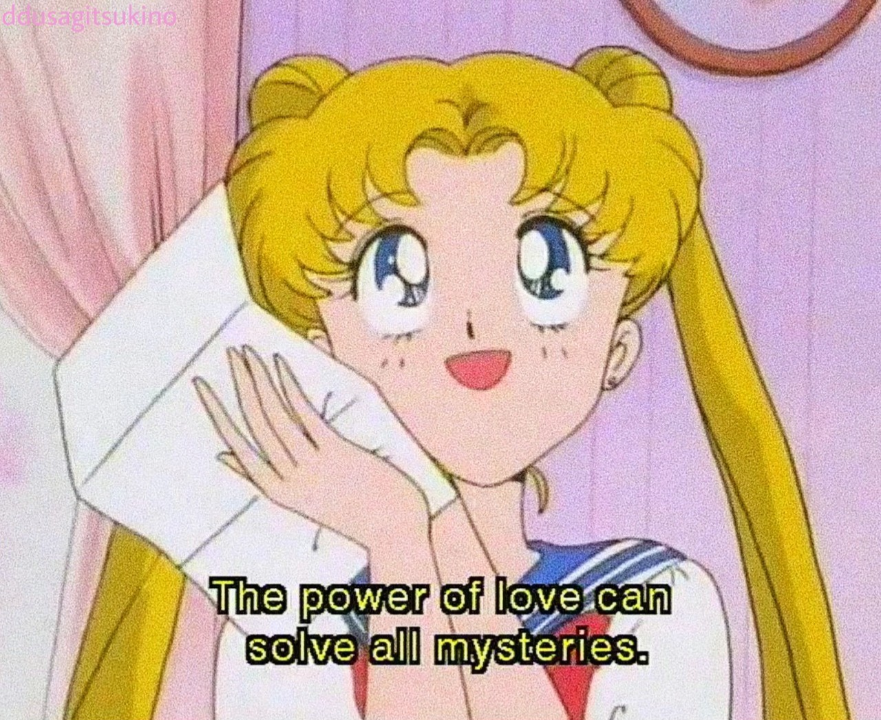 High Quality Sailor Moon The power of love can solve all mysteries Blank Meme Template