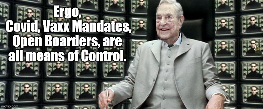 Welcome to the real world | Ergo,
 Covid, Vaxx Mandates, Open Boarders, are all means of Control. | image tagged in meet the architect,george soros,the matrix | made w/ Imgflip meme maker