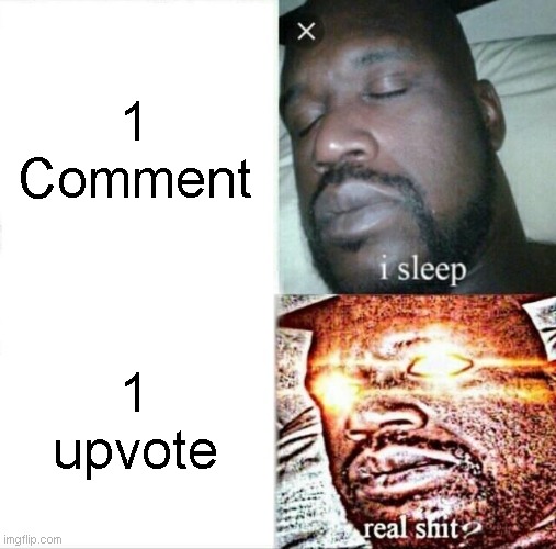 Reaalllll shiiit | 1 Comment; 1 upvote | image tagged in memes,sleeping shaq | made w/ Imgflip meme maker