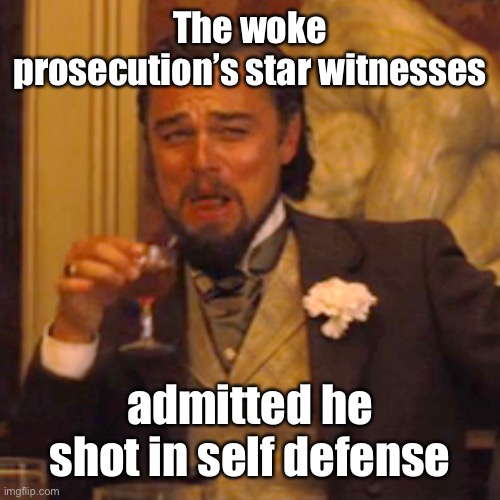 Laughing Leo Meme | The woke prosecution’s star witnesses admitted he shot in self defense | image tagged in memes,laughing leo | made w/ Imgflip meme maker