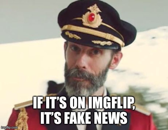 Captain Obvious | IF IT’S ON IMGFLIP,
IT’S FAKE NEWS | image tagged in captain obvious | made w/ Imgflip meme maker