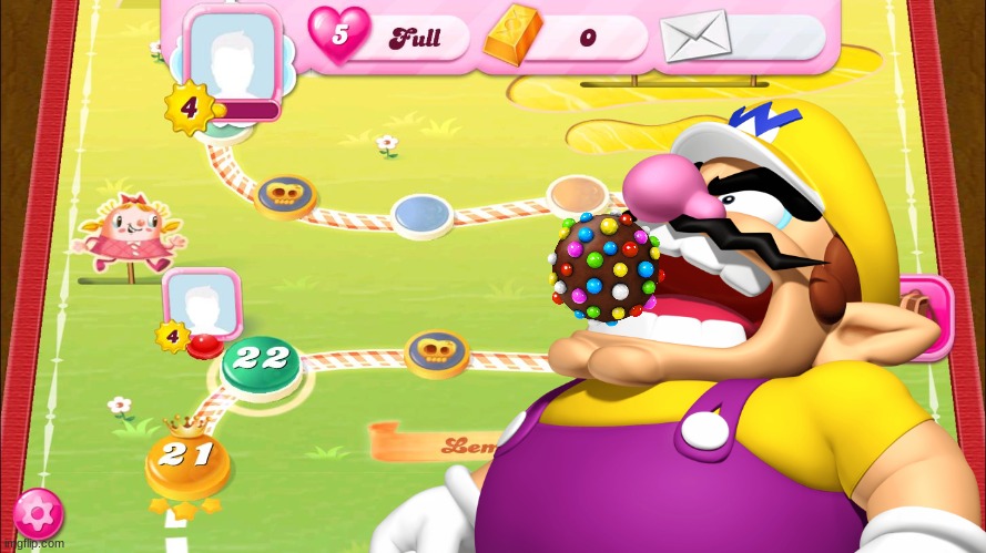 Wario dies after eating a color bomb as it mistakes that he was a yellow candy.mp3 | image tagged in wario dies,wario,candy crush,memes | made w/ Imgflip meme maker