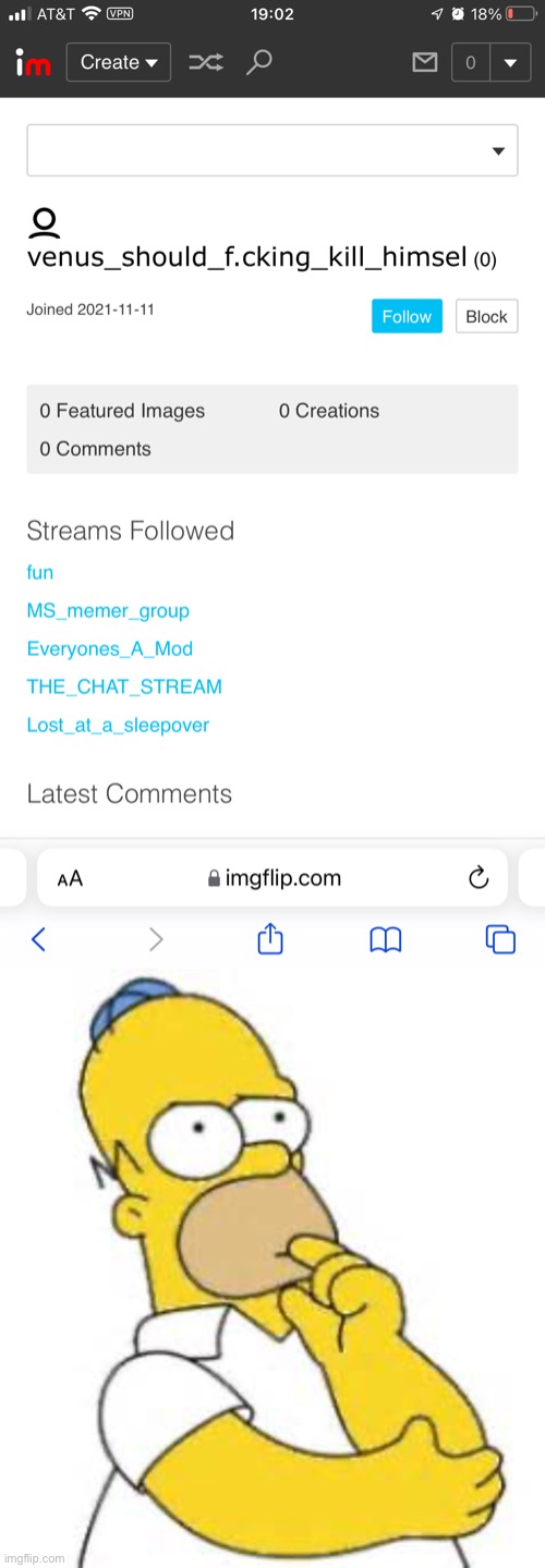 This guy just followed lily’s stream. h u h | image tagged in homer simpson hmmmm | made w/ Imgflip meme maker