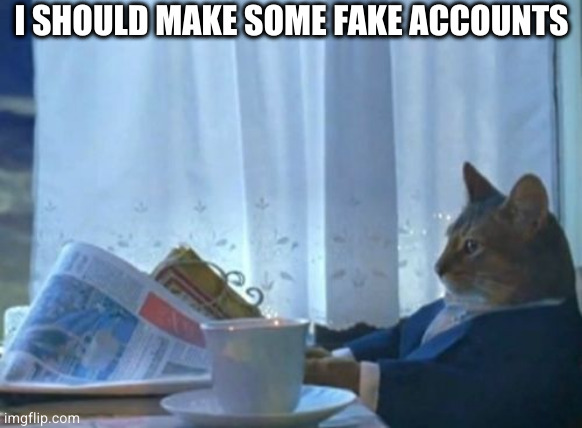 I Should Buy A Boat Cat | I SHOULD MAKE SOME FAKE ACCOUNTS | image tagged in memes,i should buy a boat cat,AdviceAnimals | made w/ Imgflip meme maker