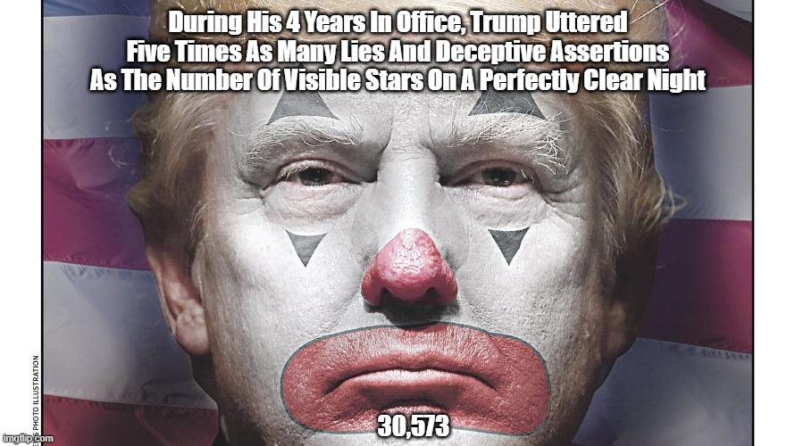 In the United States Of America, Who Is Synonymous With Liar? | During His 4 Years In Office, Trump Uttered Five Times As Many Lies And Deceptive Assertions
 As The Number Of Visible Stars On A Perfectly Clear Night; 30,573 | image tagged in liar,trump,falsehood,deception,duplicity,mendacity | made w/ Imgflip meme maker