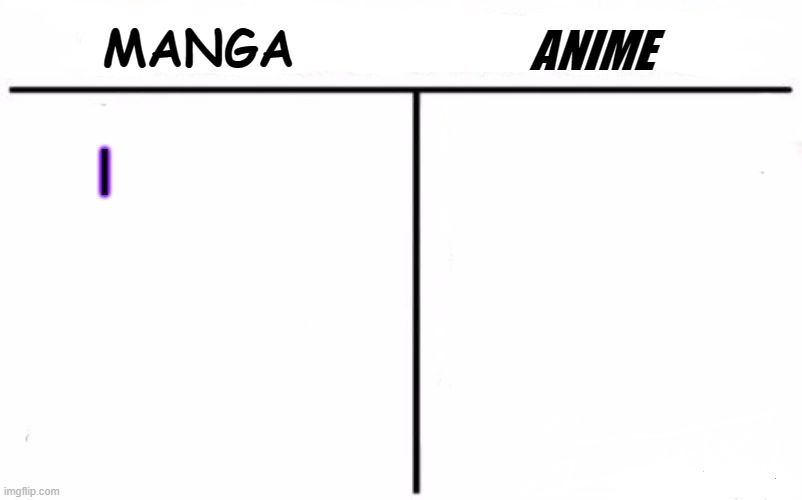 Wanna see how many of use are manga or anime fans, Repost with a line cause I wanna see | MANGA; ANIME; | | image tagged in who would win blank,manga,anime,test | made w/ Imgflip meme maker