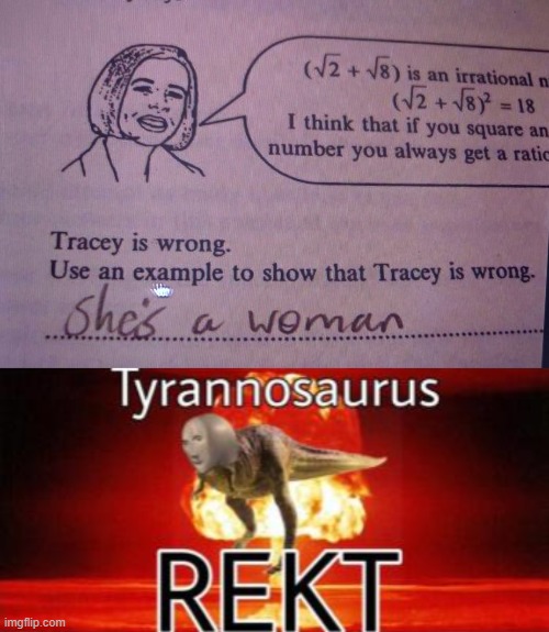 Ow, that's gotta hurt! :) | image tagged in tyrannosaurus rekt,roasted,funny kids test answers | made w/ Imgflip meme maker