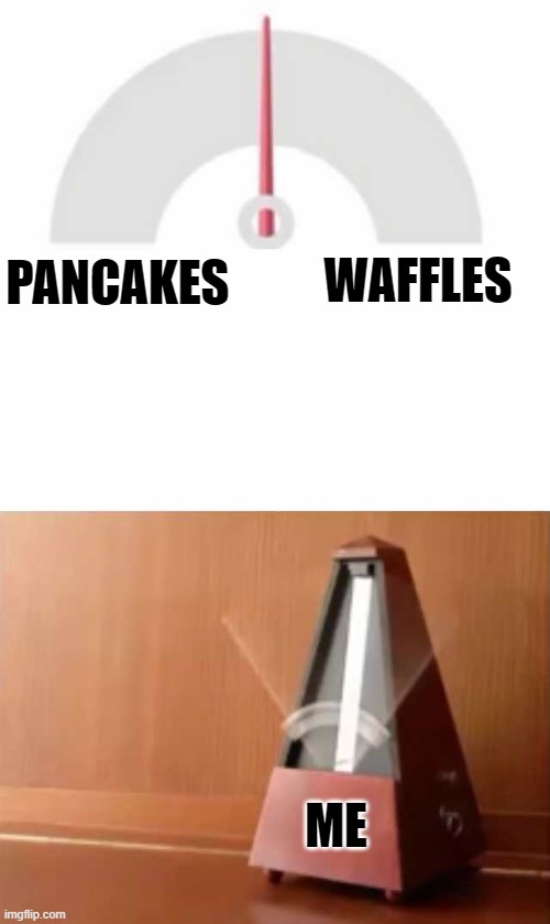 true? | WAFFLES; PANCAKES; ME | image tagged in metronome | made w/ Imgflip meme maker