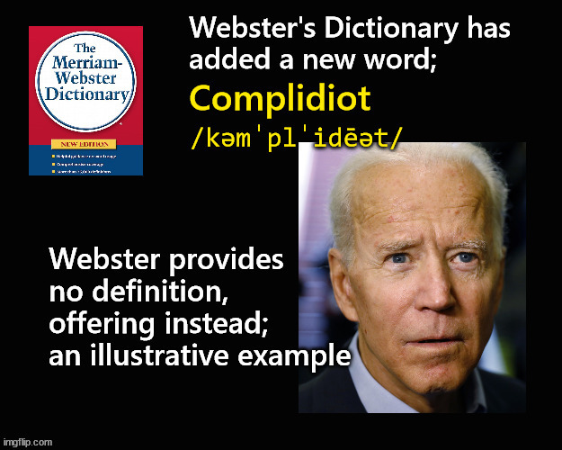 Websters adds new word; complidiot | image tagged in joe biden | made w/ Imgflip meme maker