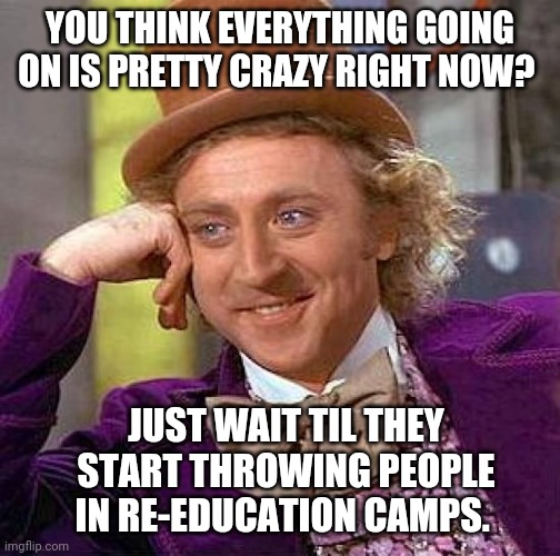 The time is coming to really make a stand. | YOU THINK EVERYTHING GOING ON IS PRETTY CRAZY RIGHT NOW? JUST WAIT TIL THEY START THROWING PEOPLE IN RE-EDUCATION CAMPS. | image tagged in memes | made w/ Imgflip meme maker