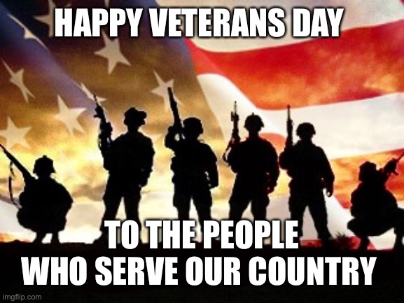 veterans day | HAPPY VETERANS DAY; TO THE PEOPLE WHO SERVE OUR COUNTRY | image tagged in veterans day | made w/ Imgflip meme maker