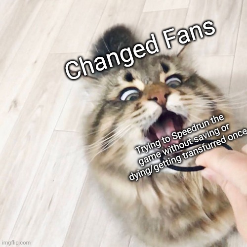Ahh yes, p a i n |  Changed Fans; Trying to Speedrun the game without saving or dying/getting transfurred once | image tagged in screaming cat,changed | made w/ Imgflip meme maker