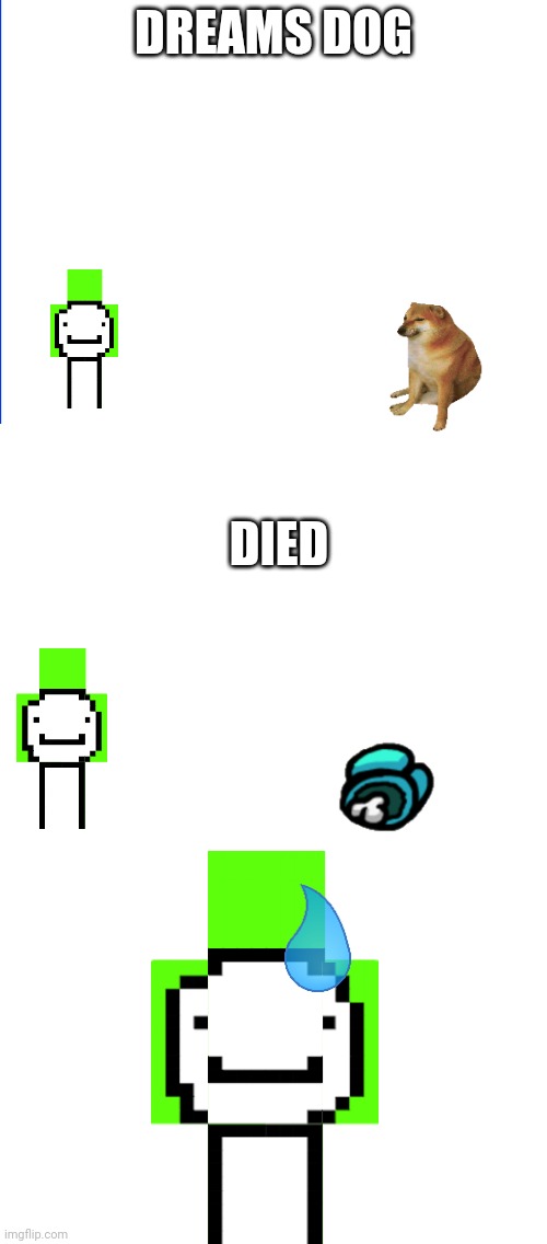 DREAMS DOG; DIED | image tagged in wite screen,blank white template | made w/ Imgflip meme maker