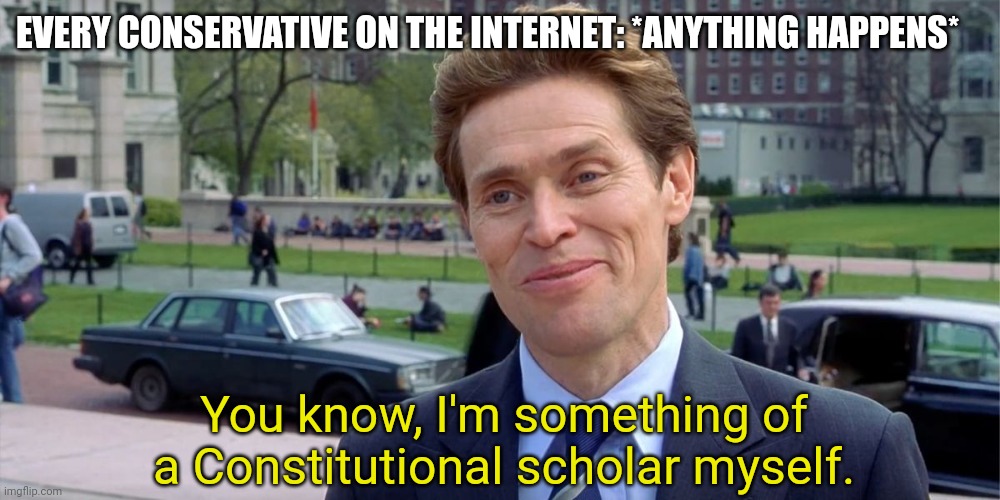 Armchair Experts | EVERY CONSERVATIVE ON THE INTERNET: *ANYTHING HAPPENS*; You know, I'm something of a Constitutional scholar myself. | image tagged in you know i'm something of a scientist myself,conservatives,constitutional scholars | made w/ Imgflip meme maker