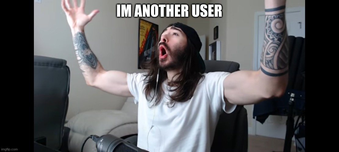 Moist critikal screaming | IM ANOTHER USER | image tagged in moist critikal screaming | made w/ Imgflip meme maker