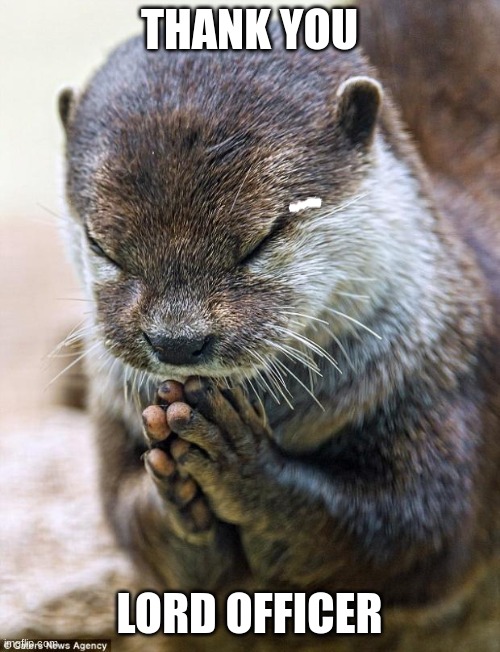 Thank you Lord Otter | THANK YOU LORD OFFICER | image tagged in thank you lord otter | made w/ Imgflip meme maker