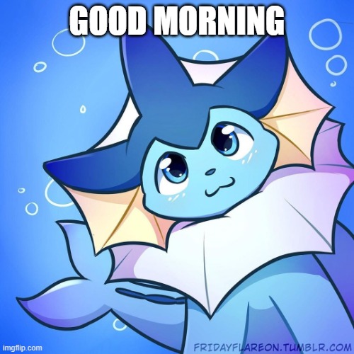 vaporeon | GOOD MORNING | image tagged in vaporeon | made w/ Imgflip meme maker