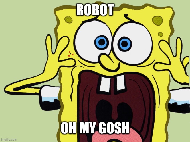 Spongebob scaredpants | ROBOT OH MY GOSH | image tagged in spongebob scaredpants | made w/ Imgflip meme maker