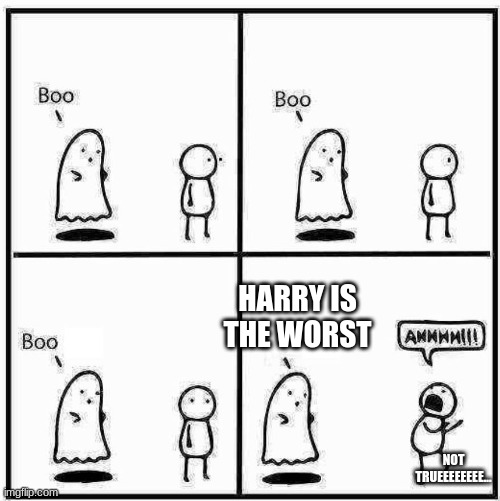 Ghost Boo | HARRY IS THE WORST; NOT TRUEEEEEEEE... | image tagged in ghost boo | made w/ Imgflip meme maker