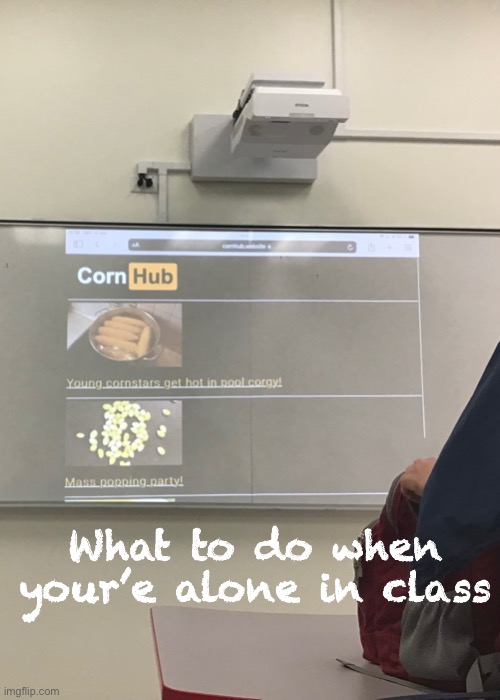 School tips no1 | What to do when your’e alone in class | image tagged in memes,funny,corn hub,school | made w/ Imgflip meme maker