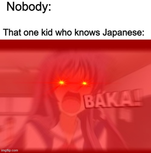 That one kid who knows japanese be like: |  Nobody:; That one kid who knows Japanese: | image tagged in memes,true story,oh wow are you actually reading these tags,i like donuts,donut,my meme | made w/ Imgflip meme maker