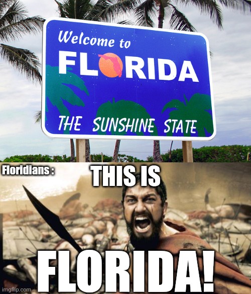 It do be like that tho | Floridians :; THIS IS; FLORIDA! | image tagged in memes,sparta leonidas,this,is,florida,meanwhile in florida | made w/ Imgflip meme maker