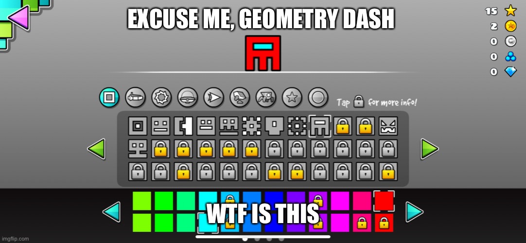 Amogus | EXCUSE ME, GEOMETRY DASH; WTF IS THIS | image tagged in geometry dash | made w/ Imgflip meme maker