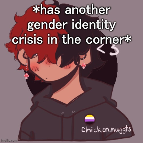 Like i kinda wanna identify as a demi boy cause i use he/they pronouns and feel like it fits me better than nonbinary, but at th | *has another gender identity crisis in the corner* | image tagged in i dont have a picrew problem you have a picrew problem | made w/ Imgflip meme maker
