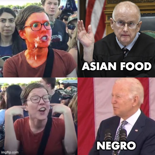 ASIAN FOOD; NEGRO | image tagged in liberal hypocrisy | made w/ Imgflip meme maker