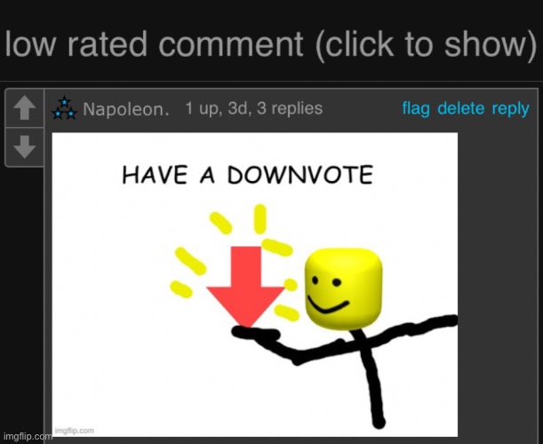 image tagged in low rated comment dark mode version | made w/ Imgflip meme maker